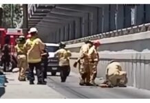 The body of a woman was found hidden in the structure of an elevated bridge in Tijuana